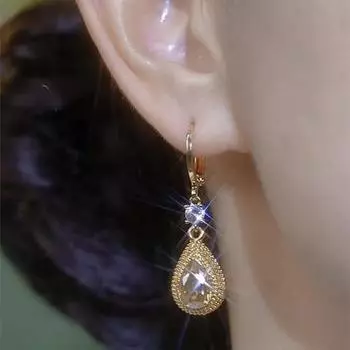 Yousheng 1 пара сережек-капель в форме капли воды со стразами, серьги-подвески из гальванического сплава для официальной вечеринки, выпускного вечера, свидания золотистый