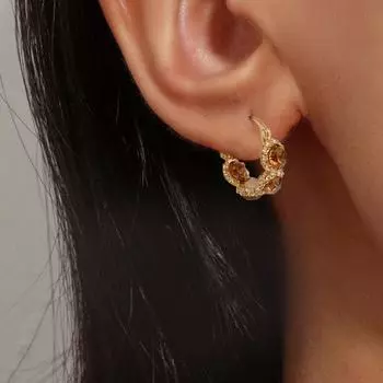 Yousheng 1 пара сережек-колец Huggie в стиле ретро с кубическим цирконием, небольшие серьги-кольца, геометрические роскошные городские серьги, украшения для выпускного вечера, официальной вечеринки, свиданий коричневый