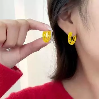 Yousheng 1 пара сережек-колец унисекс Huggie с выемкой в виде дракона, полированные золотые круглые серьги-кольца для взрослых, украшения для вечеринок в клубе чёрный