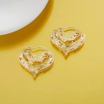 Yousheng 1 пара сверкающих сережек-гвоздиков в форме сердца с потрясающим визуальным эффектом, серьги-подвески, аксессуары для вечернего кино золотистый