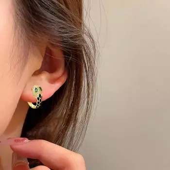 Yousheng 1 пара женских маленьких сережек-колец, блестящие стразы, инкрустированные в форме змеи, серьги-клипсы, ювелирные изделия, подарок A темно-синий