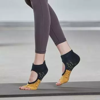 Yousheng, 1 пара женских носков без пальцев с нескользящими ручками, мягкие дышащие, эластичные, износостойкие, носки для пилатеса, фитнеса, йоги коричневый
