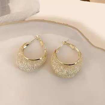 Yousheng 1 пара женских серег-колец C-образной формы с ажурным сетчатым дизайном, блестящие кубические цирконии, висячие серьги для выпускного вечера золотистый