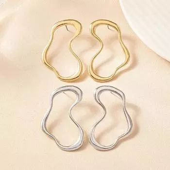 Yousheng 1 пара женских серег, неровные линейные полированные сплавы, однотонные, преувеличенные, клубные вечерние висячие серьги, простые стильные украшения для ушей серебряный