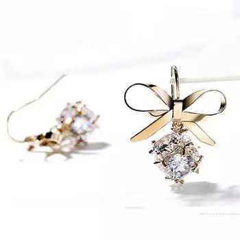 Yousheng 1 пара женских сережек-бантов с кубическим цирконием, серьги-кольца из полированного сплава, серьги-подвески для свадебного коктейля, вечеринки, выпускного вечера, украшения для ушей светло-желтого