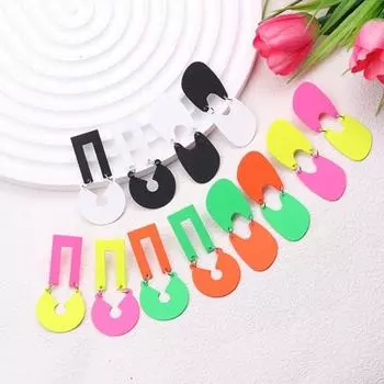 Yousheng 1 пара женских сережек геометрического цвета, асимметричные полые акриловые висячие серьги, повседневные вечерние висячие серьги A