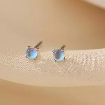 Yousheng 1 пара женских сережек-гвоздиков из сплава лунного камня, легкие гладкие серьги для свиданий, выпускного, банкета и повседневной носки серебряный