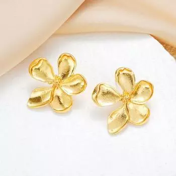 Yousheng 1 пара женских сережек-гвоздиков, золотые 3D-цветочные винтажные серьги-гвоздики, полированные сплавные легкие украшения для ушей для свиданий, выпускного вечера золотистый