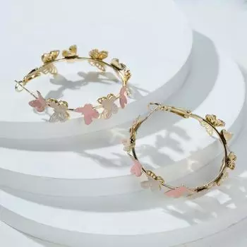 Yousheng 1 пара женских сережек-колец, двухслойные ажурные серьги-бабочки, серьги-клипсы, украшения для выпускного вечера розы красного