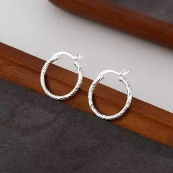 Yousheng 1 пара женских сережек-колец с витой текстурой, однотонные полированные серьги-хаги, повседневные украшения для свиданий и поездок на работу серебряный