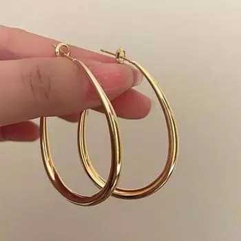 Yousheng 1 пара женских сережек-колец в преувеличенном стиле, большие серьги-кольца, гладкая поверхность, однотонные, легкие висячие серьги, украшения для клубной вечеринки серебряный