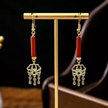 Yousheng 1 пара женских сережек-крючков, бисерные винтажные китайские серьги в стиле ханьфу и ципао, длинные висячие серьги с кисточками, женские украшения для ушей