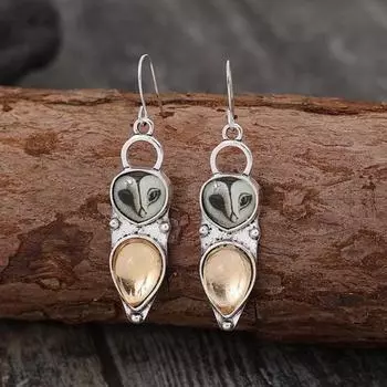 Yousheng 1 пара женских сережек-крючков в стиле ретро, этнический стиль, в форме совы, висячие серьги в стиле бохо, для повседневного свидания, выпускного вечера