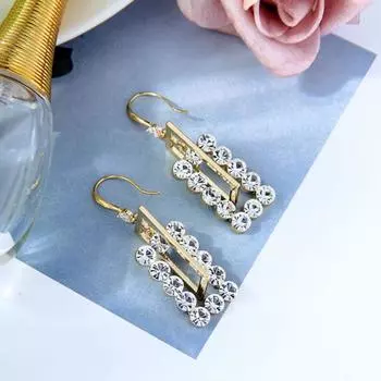 Yousheng 1 пара женских сережек-крючков в стиле ретро, геометрическая форма, кубический цирконий, украшение, преувеличенный стиль, клубные выпускные серьги-подвески золотистый