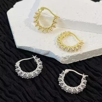 Yousheng 1 пара женских сережек-обручей с кубическим цирконием во французском стиле, маленькие круглые медные серьги-кольца для вечеринок, свадеб, банкетов серебряный