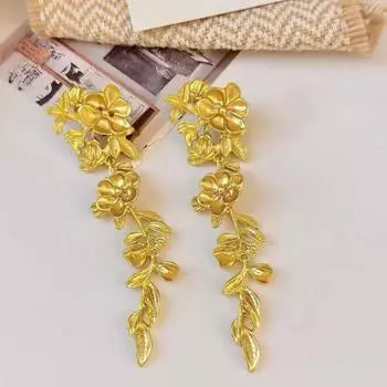 Yousheng 1 пара женских сережек с кисточками и цветком, длинные золотые серьги для выпускного вечера, официальной вечеринки, преувеличенные стильные украшения для ушей для знаменитой актрисы золотистый