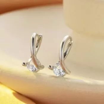 Yousheng 1 пара женских висячих сережек из полированной меди с кубическим цирконием, нерегулярные серьги-гвоздики с гальваническим покрытием для вечеринки, свидания, выпускного вечера серебряный