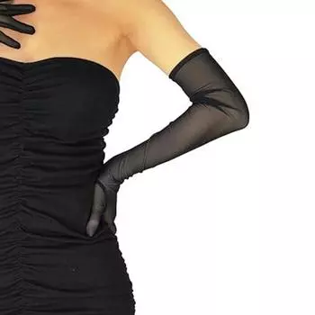 Yousheng 1 пара женских выпускных рукавов, прозрачная сетка, удлиненные солнцезащитные ультратонкие манжеты для выступлений невесты, свадебных фотосессий чёрный