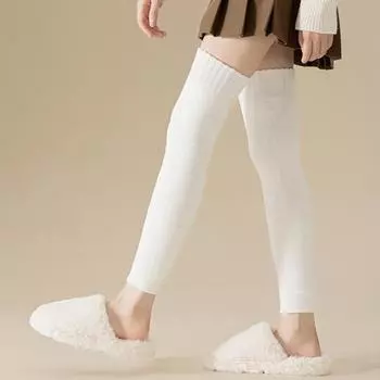 Yousheng 1 пара зимних чехлов для икр, трикотажные эластичные, сохраняющие тепло, нескользящие, утолщенные гетры, впитывающие пот, носки с начесом для холодной погоды чёрный