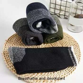 Yousheng 1 пара зимних носков унисекс, шерстяные носки средней длины для походов, спорта, машинной стирки, влагоотводящие, сохраняющие тепло, противоскользящие, повседневные чулки армия зеленый