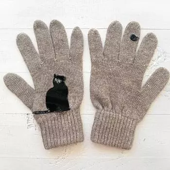 Yousheng 1 пара зимних вязаных перчаток, толстые плюшевые однотонные с принтом кошек и птиц, высокоэластичные ветрозащитные, сохраняющие тепло перчатки для велоспорта серый