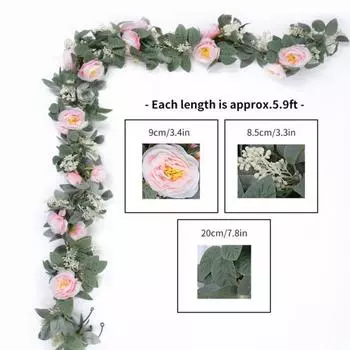 Yousheng 1 шт/2 шт искусственная цветочная лоза 2 м роза листья виноградная лоза гирлянда с 8 цветами камелии имитация цветка камелии гирлянда для вечеринки свадьба стена 1pc светло-розовый