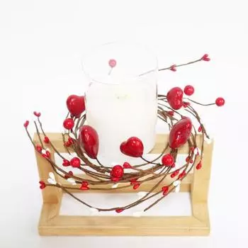Yousheng 1 шт/2 шт красные сердечные свечи кольца венки искусственные ягоды подсвечник мини венок на День святого Валентина домашний кухонный стол центральный элемент 1pc