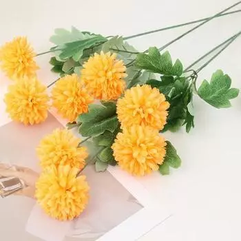 Yousheng 1 ветка искусственный цветок без полива искусственная шелковая ткань свадьба 2 головы имитация хризантемы Цветочный домашний декор белый