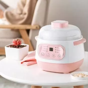 Yousheng 1L Большая емкость Мини Медленноварка Анти-сухой Пригорания Простая в эксплуатации Электрическая Умная Керамическая Суповарка Каши Многофункциональная Кухонная Кастрюля US Plug