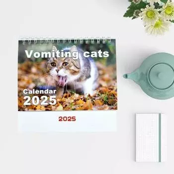 Yousheng 1Pc/2Pcs Romiting Cat 2025 Календарь Настольный перекидной календарь на спирали с иллюстрациями Romit Cat Планировщик на 12 месяцев для любителей кошек 1pc