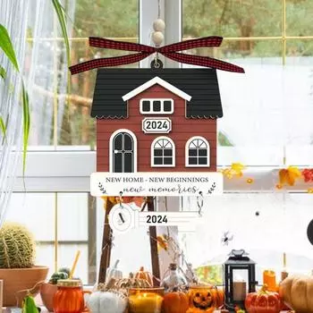 Yousheng 2024 Деревянный дом Подвесное украшение Фермерский дом Деревенский Новый дом Новое начало Настенный подвесной орнамент Подвеска Подарок на новоселье