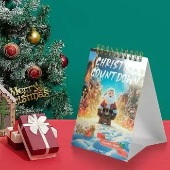 Yousheng 2024 Рождественский календарь обратного отсчета 100 дней Адвент-календарь перекидной календарь для украшения рождественского домашнего рабочего стола комнаты A