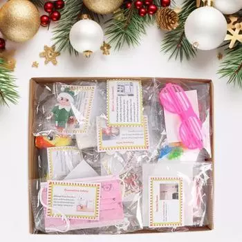 Yousheng 2024 Рождественский комплект эльфа 12/24 дня рождественских развлечений для эльфа реквизит обратный отсчет Рождества Подарочная коробка для детей и семьи