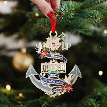 Yousheng 2024 White House Pendant 2D Acrylic Christmas Hanging Ornament National Symbol Patriotic Ornament for Holiday Tree Decoration Gift A