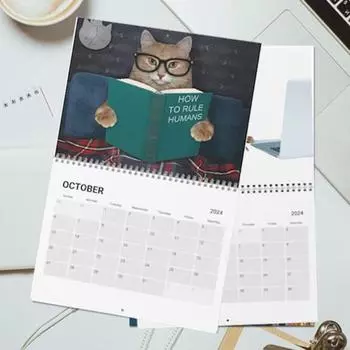 Yousheng 2025 Cat Wall Calendar Cute Cat-themed Wall Hanging Calendar Monthly Planner Holiday Date Reminder for Home Office Decor Cat