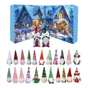 Yousheng 2025 Гномы Адвент-календарь 24 дня Рождественский календарь обратного отсчета с 24 шт. Коллекционные фигурки Гном Украшения для праздничного декора A