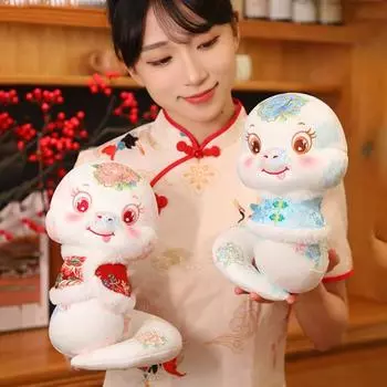 Yousheng 2025 Год змеи Кукла Китайский Новый год Змея Фигурка талисмана Мягкая плюшевая кукла Милое животное Украшение для детей S синий