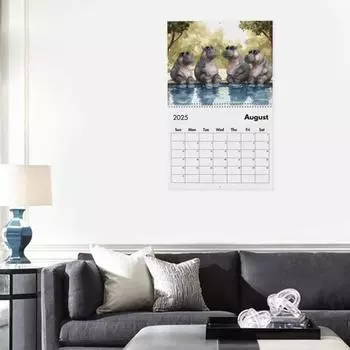 Yousheng 2025 Hippo Calendar 12-Month Hippopotamus Calendar Desktop Monthly Scheduler with Whimsical Hippo Illustrations A