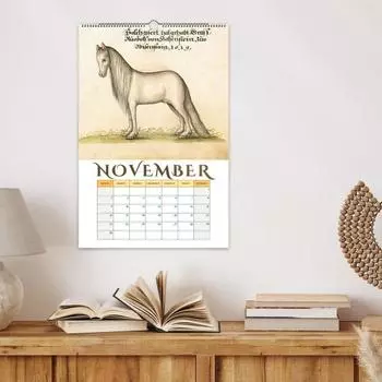 Yousheng 2025 Календарь для лошадей Настенный средневековый календарь для лошадей Настенный календарь на 12 месяцев Планировщик для украшения домашнего офиса Horse