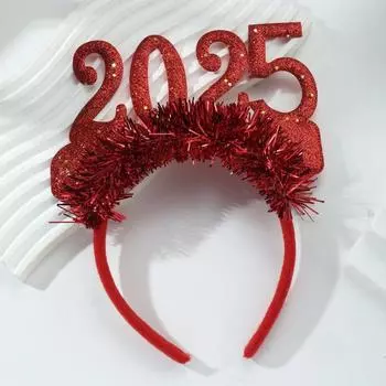 Yousheng 2025 повязка на голову с блестками для празднования Нового года музыкальные фестивали легкий обруч для волос аксессуар для волос серебряный