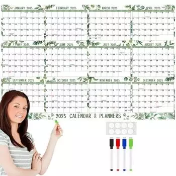 Yousheng 2025 стираемый календарь большой влажный стираемый ламинированный настенный календарь 12-месячный ежегодный ежегодный планировщик двусторонний органайзер