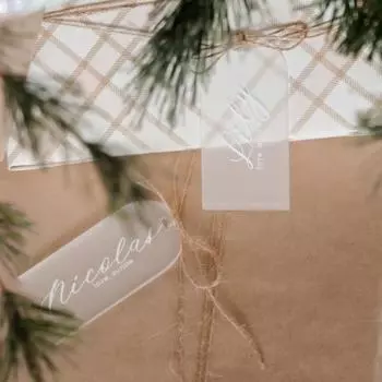 Yousheng 20/30/50Pcs Translucent Frosted Acrylic Place Card with Ribbon Wedding Dinner Party Arched Seat Sign Table Setting Guest Name Tag Plate 20PCS белый