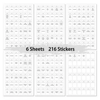 Yousheng 216 шт. этикетки для банок специй водонепроницаемые предварительно напечатанные белые этикетки с названием еды для кладовой для кухни белый