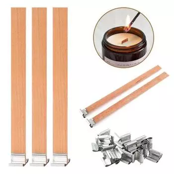 Yousheng 22 шт. деревянных фитилей для свечей, устойчивые фитили для свечей с металлическими основаниями, бездымные деревянные фитили для свечей ручной работы для самостоятельного изготовления свечей