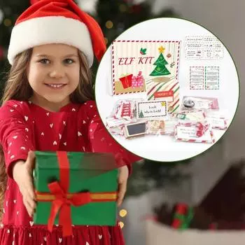 Yousheng 24 Days Christmas Elf Kit Countdown to Christmas Elf Adventure Prop Holiday Ladder Blackboard Greeting Card Toys Set 1 Set