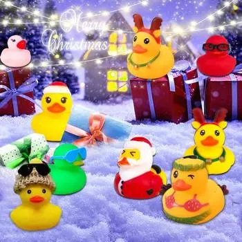 Yousheng 24-дневный рождественский обратный отсчет календарь адвента уток 2024 игрушки для ванны утки желтые фигурки уток для любителей уток