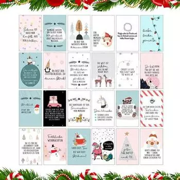 Yousheng 24 шт. Адвент-календарь Билет DIY Счастливый Билет Календарь с Цитатами Задания Осознанного Рождественского Обратного Отсчета Теплый Подарок белый