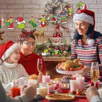 Yousheng 24 шт. Рождественские подвески яркие цветные деревянные эльфы подвесные украшения для рождественской елки праздничные праздничные украшения 24PCS