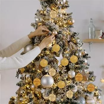 Yousheng 25 Pcs Jesus Name Pendant Wooden Flat Hanging Ornaments Religious Christmas Tree Decorations for Home Mantel Door 25 pcs