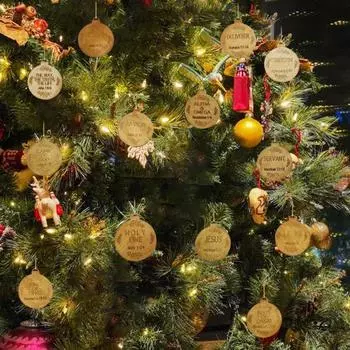 Yousheng 25 шт., подвесные таблички с именами Иисуса, деревянные, винтажные, для домашнего офиса, рождественской елки, подвесные украшения с именем Спасителя, кулон